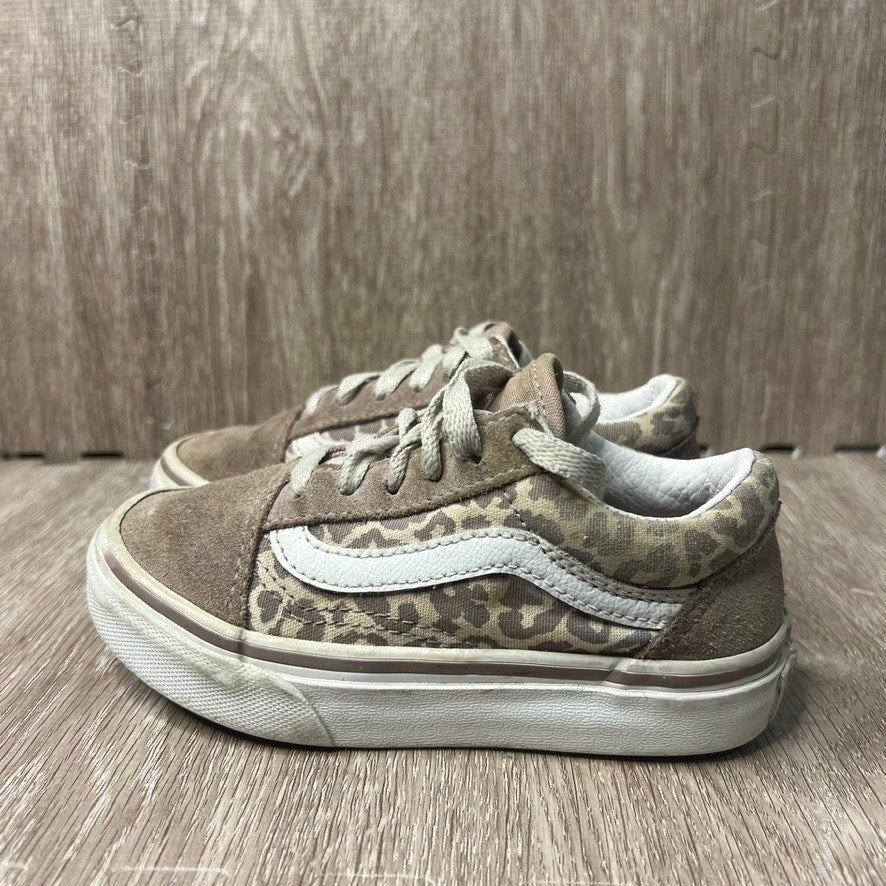 Vans Old Skool Kids Skate Shoes Beige Leopard Size 10.5 Unisex