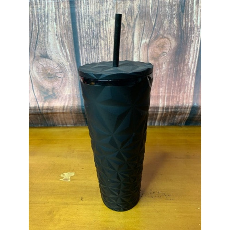 Starbucks Matte Black Faceted Tumbler 24 oz w/ Lid & Straw