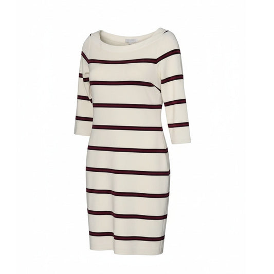 Banana Republic Dress Women's Size 6 Ivory Burgundy Black Striped Sheath