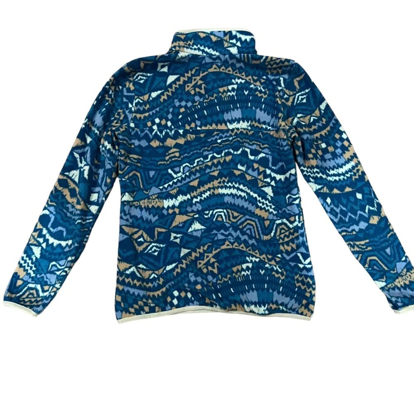 Columbia Womens Jacket Size Small Blue Aztec Tribal Fleece Pullover Half Snap
