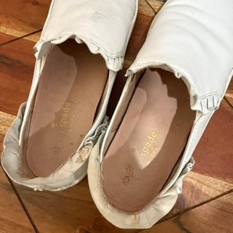 Kate Spade Women's Lillie White Ruffle Slip-On Sneakers Size 6.5 Casual Flats