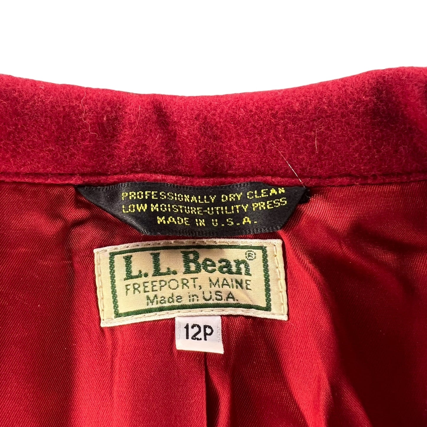 Vintage L.L. Bean Women's 12 Petite Red Single-Breasted Notch Lapel Wool Blazer