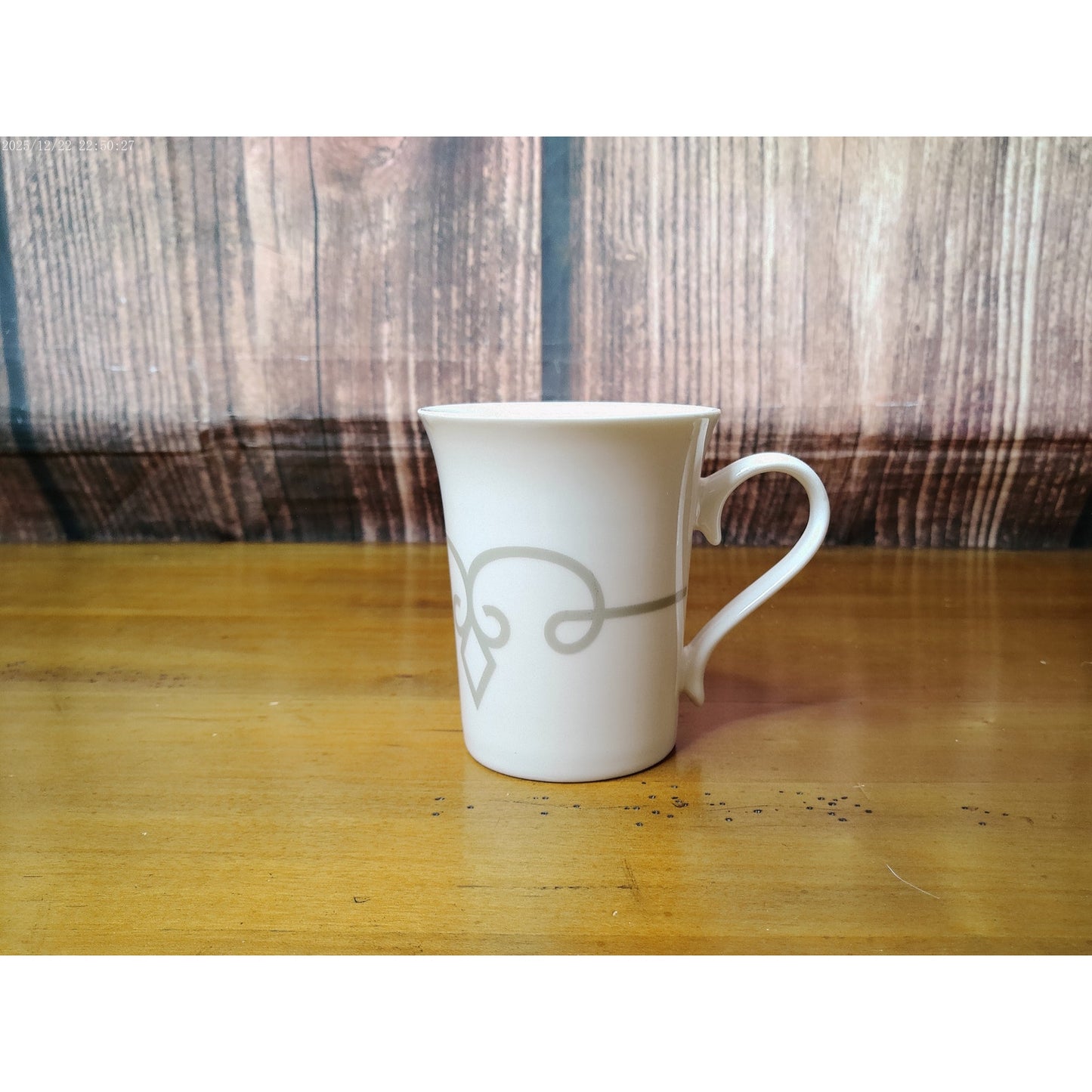 Starbucks Coffee Mug Cup 8.5 fl oz White Gray Scroll 2016