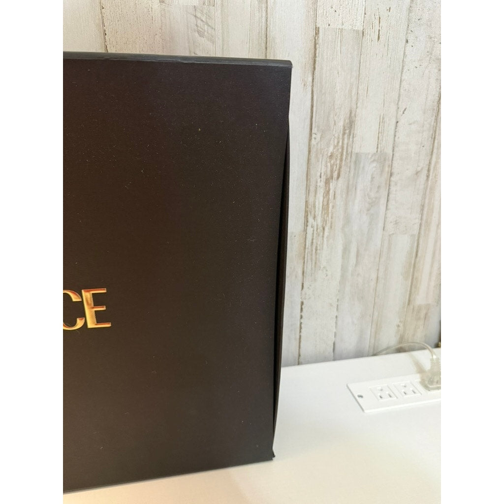 Versace Large Matte Black Gift Storage Box Lift-Off Lid Gold Logo Empty 18x15x5
