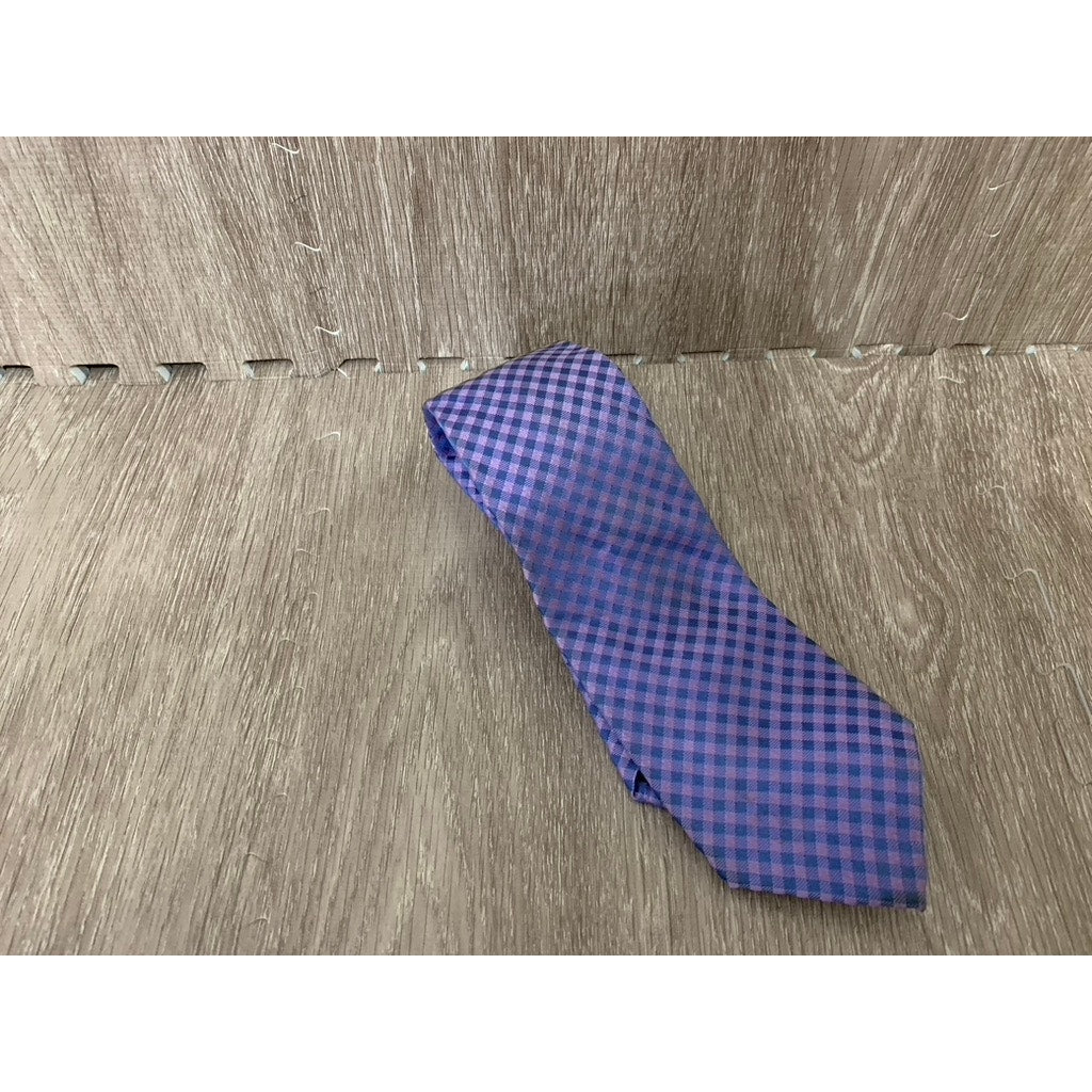 Michael Kors Men's Purple Checkered Silk Tie Classic Length