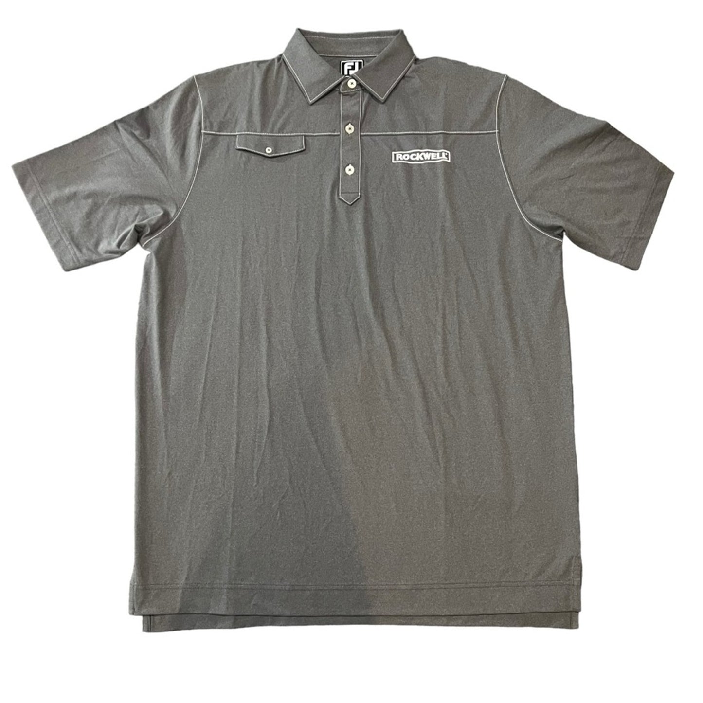 FootJoy Men's Golf Polo Shirt Size Large Gray Rockwell Logo Embroidered