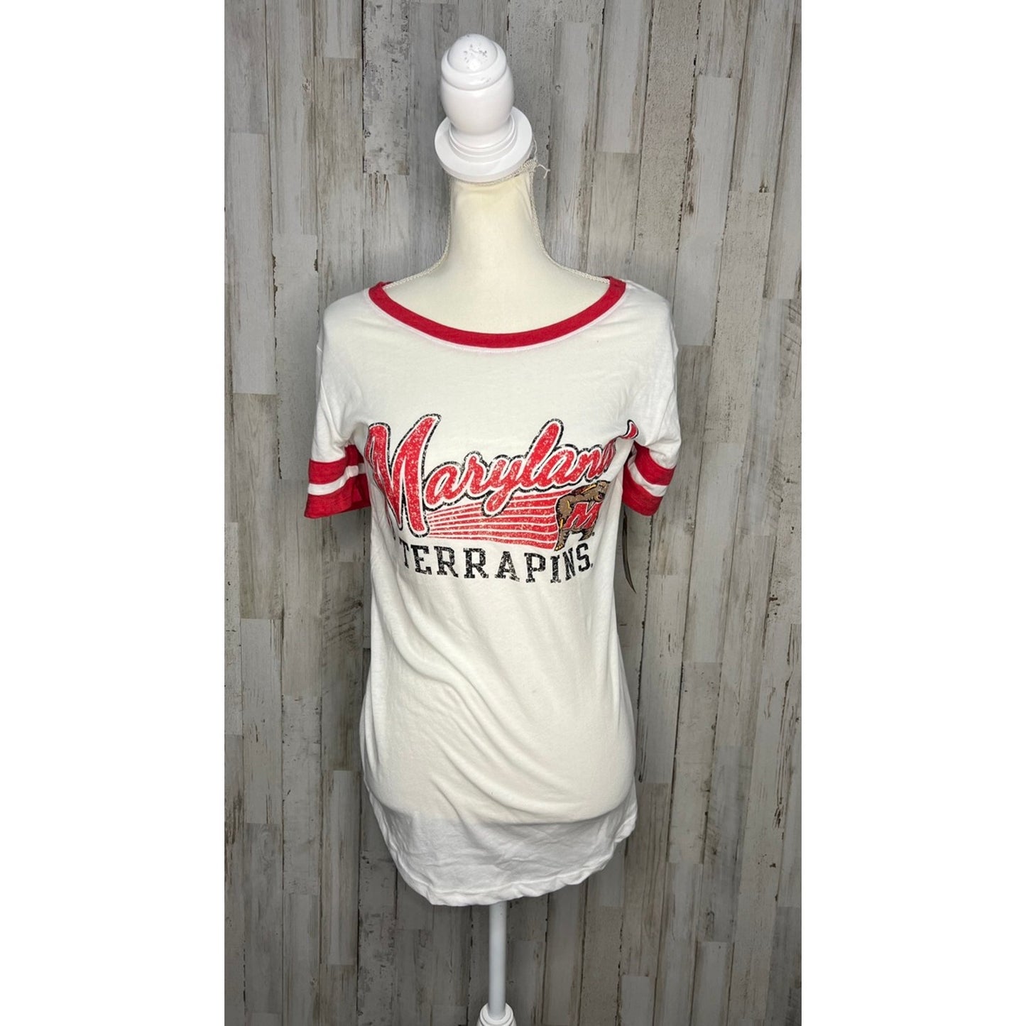 NWT NCAA Women's Size Large Maryland Terrapins White Short Sleeve T-Shirt