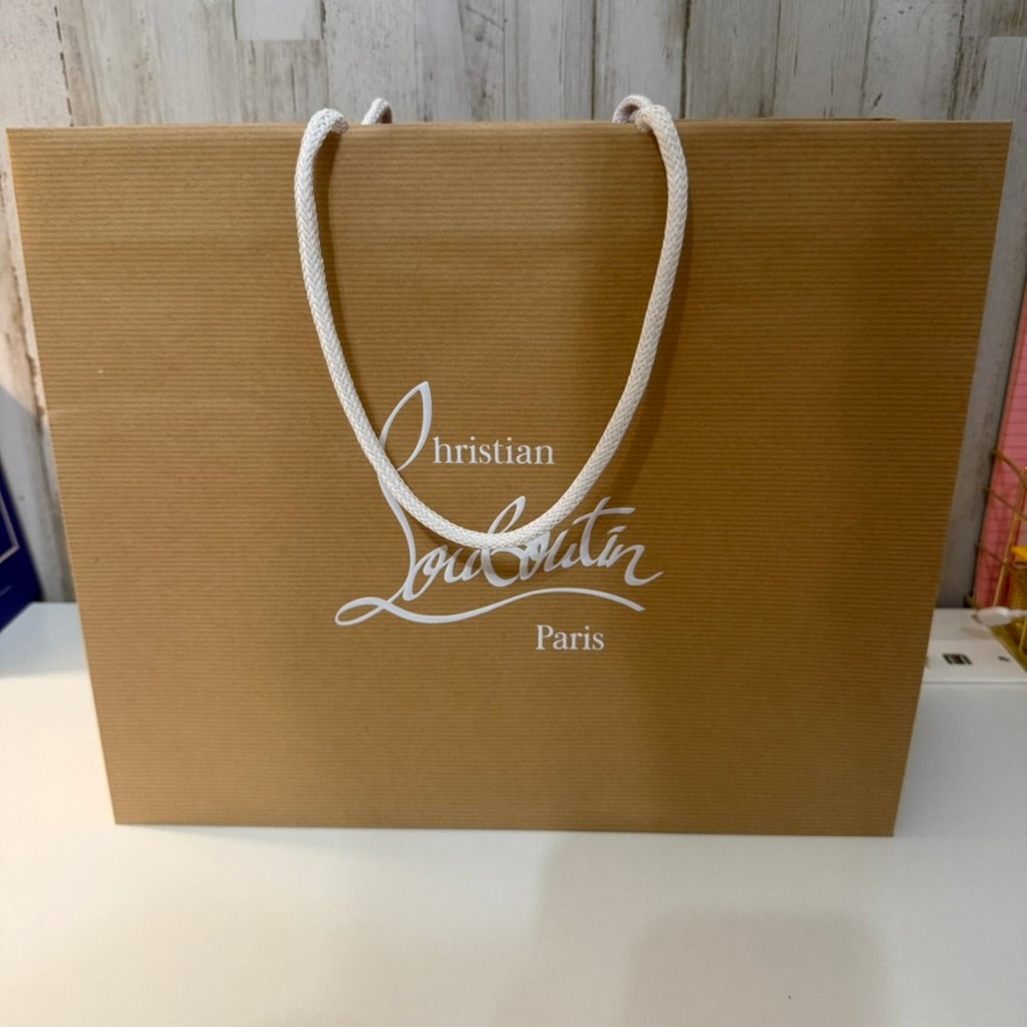 Christian Louboutin Paris Large Shopping Bag Brown Red Interior 16x13
