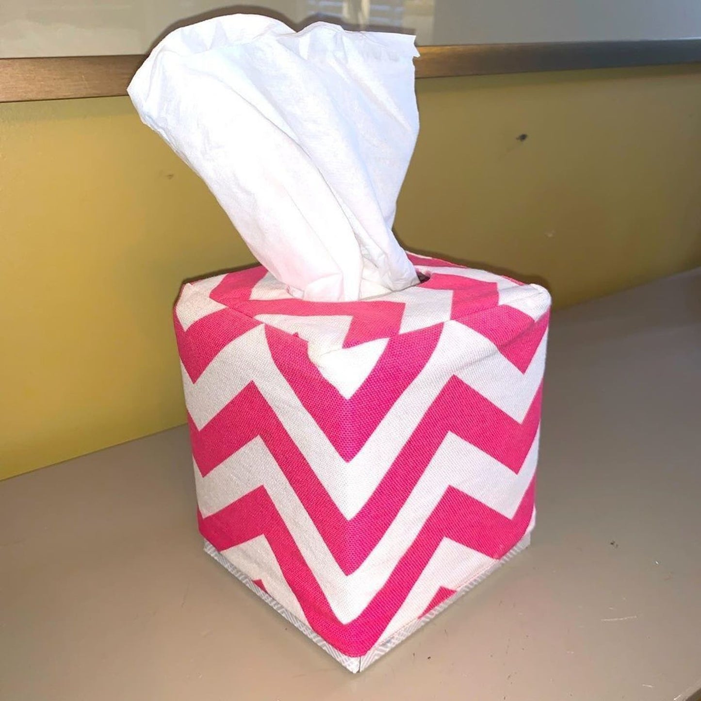 Pink Chevron Tissue Box Cover