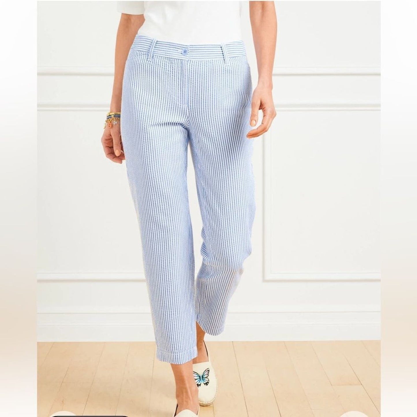 Talbots Seersucker Skimmer Crop Pants 10