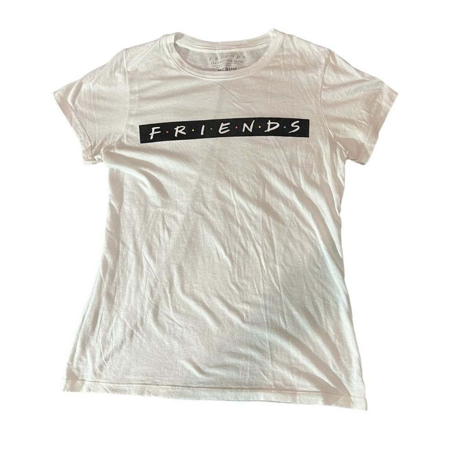Friends TV Series Logo Graphic T-Shirt Womens Size Medium White Crew Neck