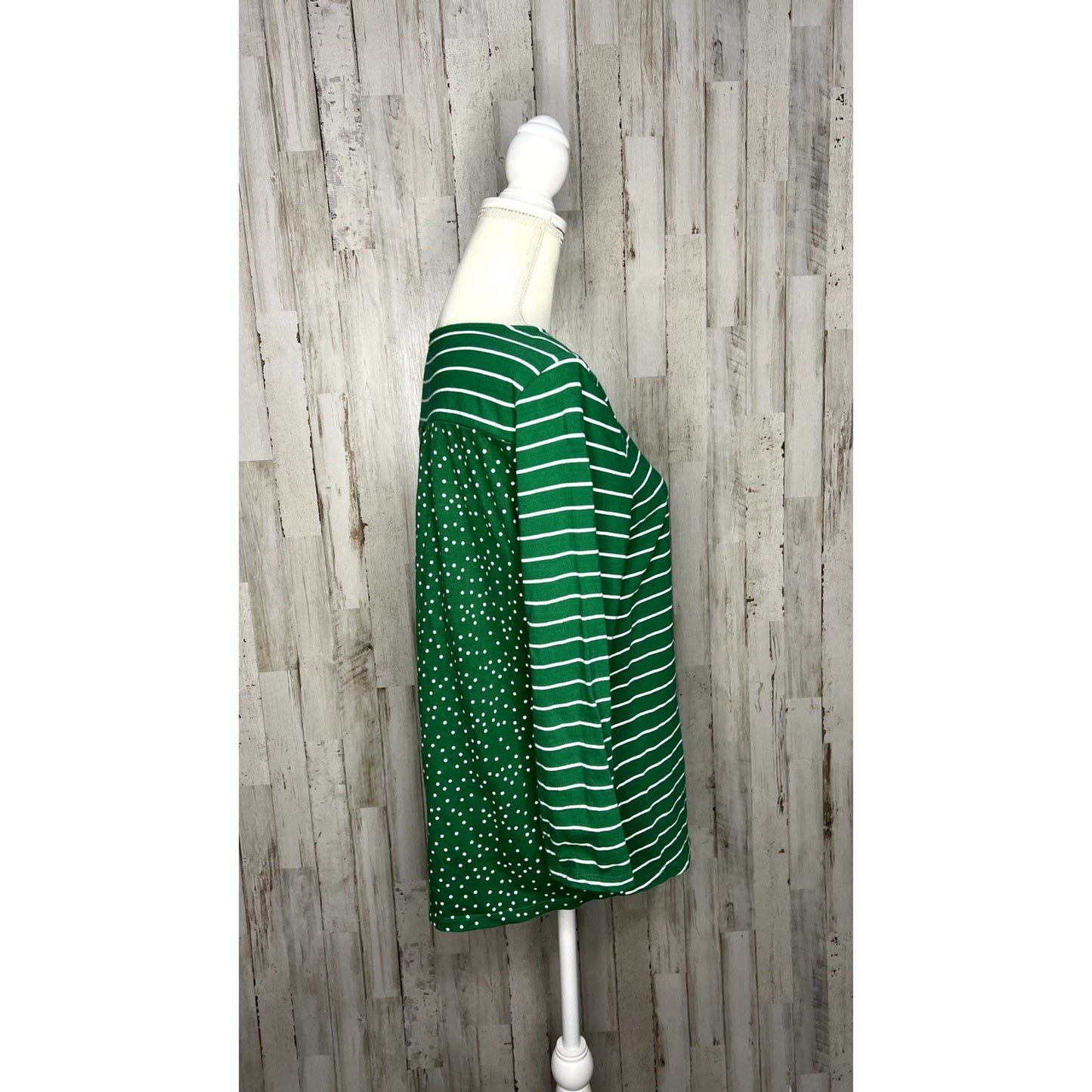 Talbots Women's Green Striped 3/4 Sleeve Blouse Size Medium Casual Top