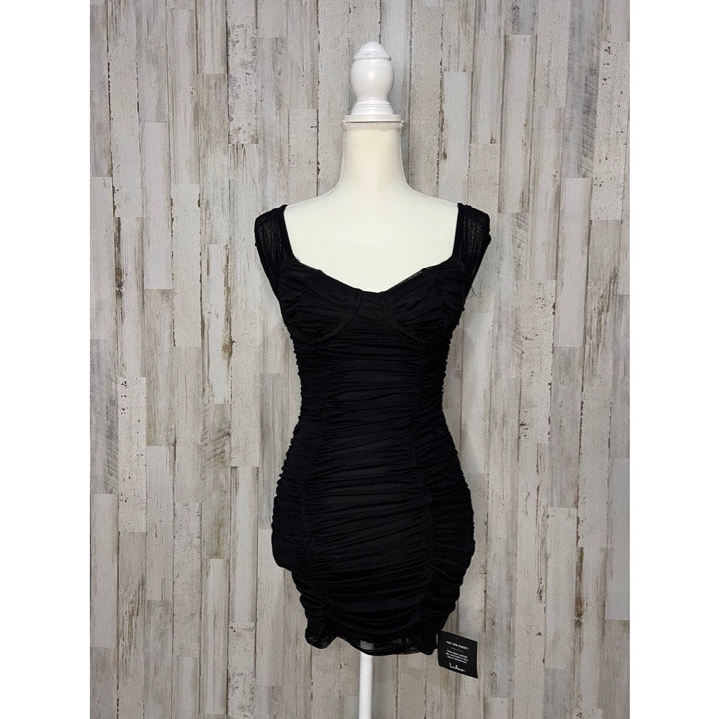 NWT Lulus Women's XS Black Off-the-Shoulder Bodycon Knee Length Dress