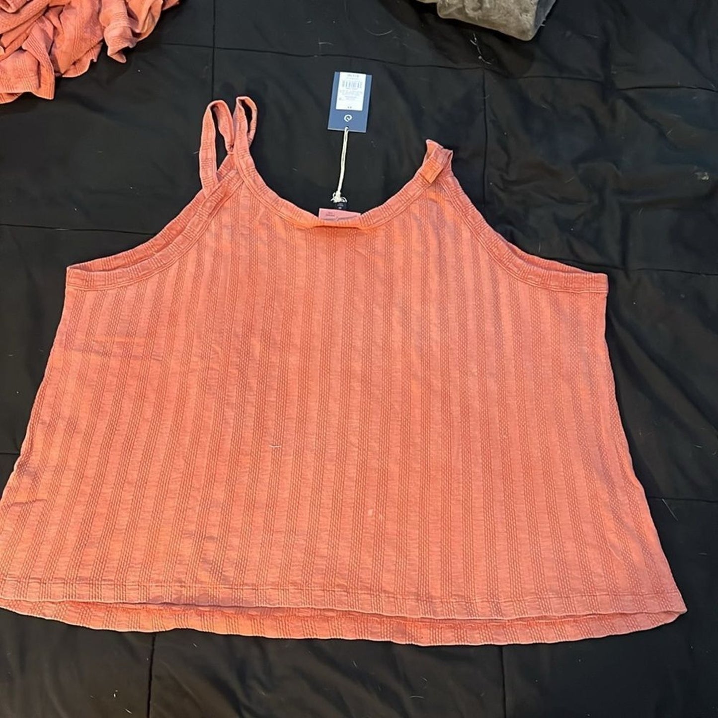 NWT Universal Thread Tank Top Womens 4X Coral Ribbed Striped Scoop Neck