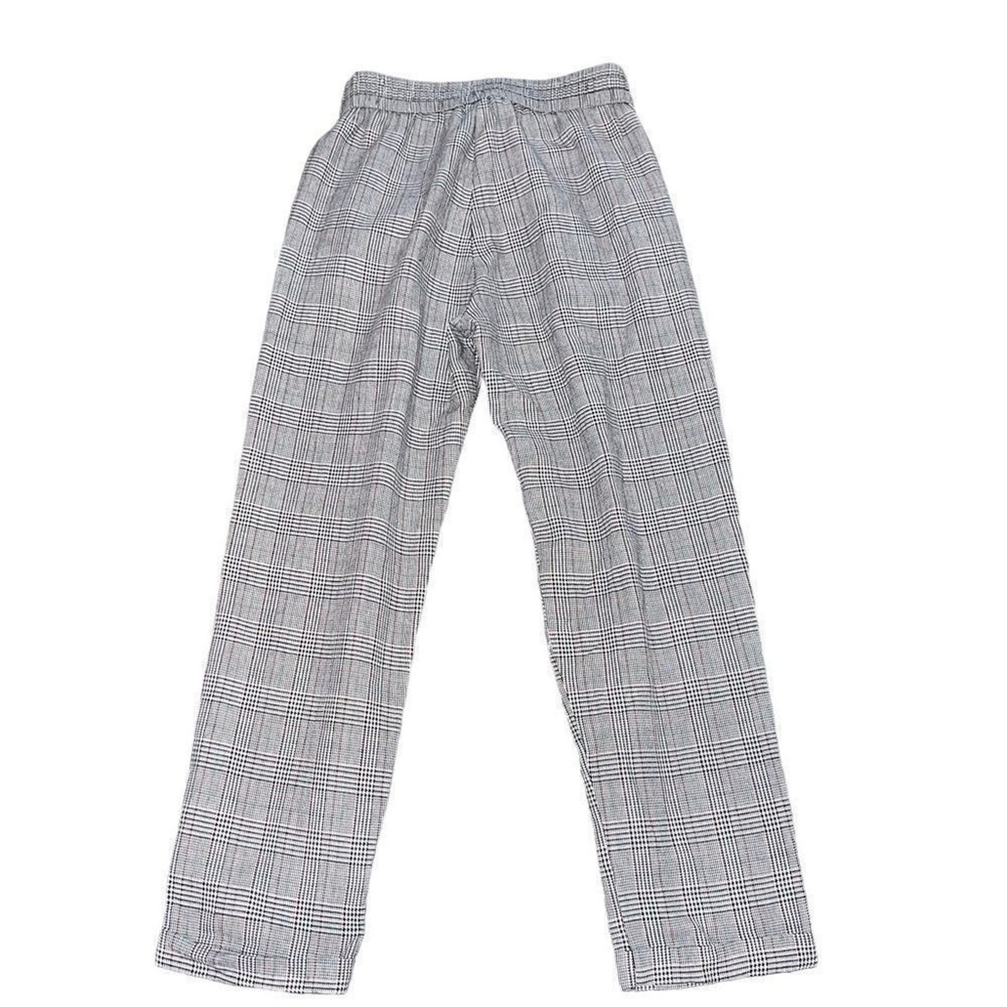 Fashion Nova Pants Womens Size Small Gray Black Plaid Pull On Straight Leg