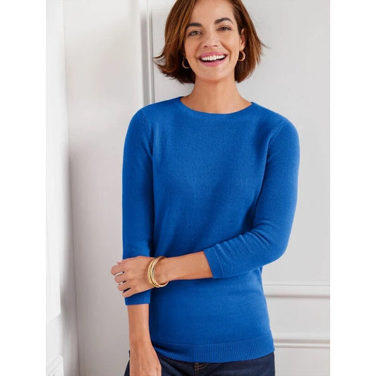 Talbots Women's Blue Cashmere Crewneck Sweater Size Small Long Sleeve