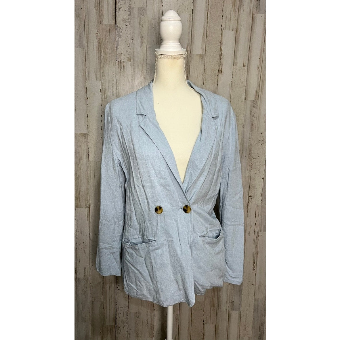 Altar'd State Women's Blazer Size Small Light Blue Double Button Business Jacket