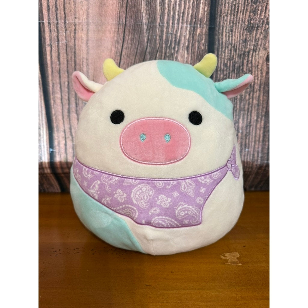 Squishmallows Belana the Cow Plush Toy with Purple Bandana Medium 12"