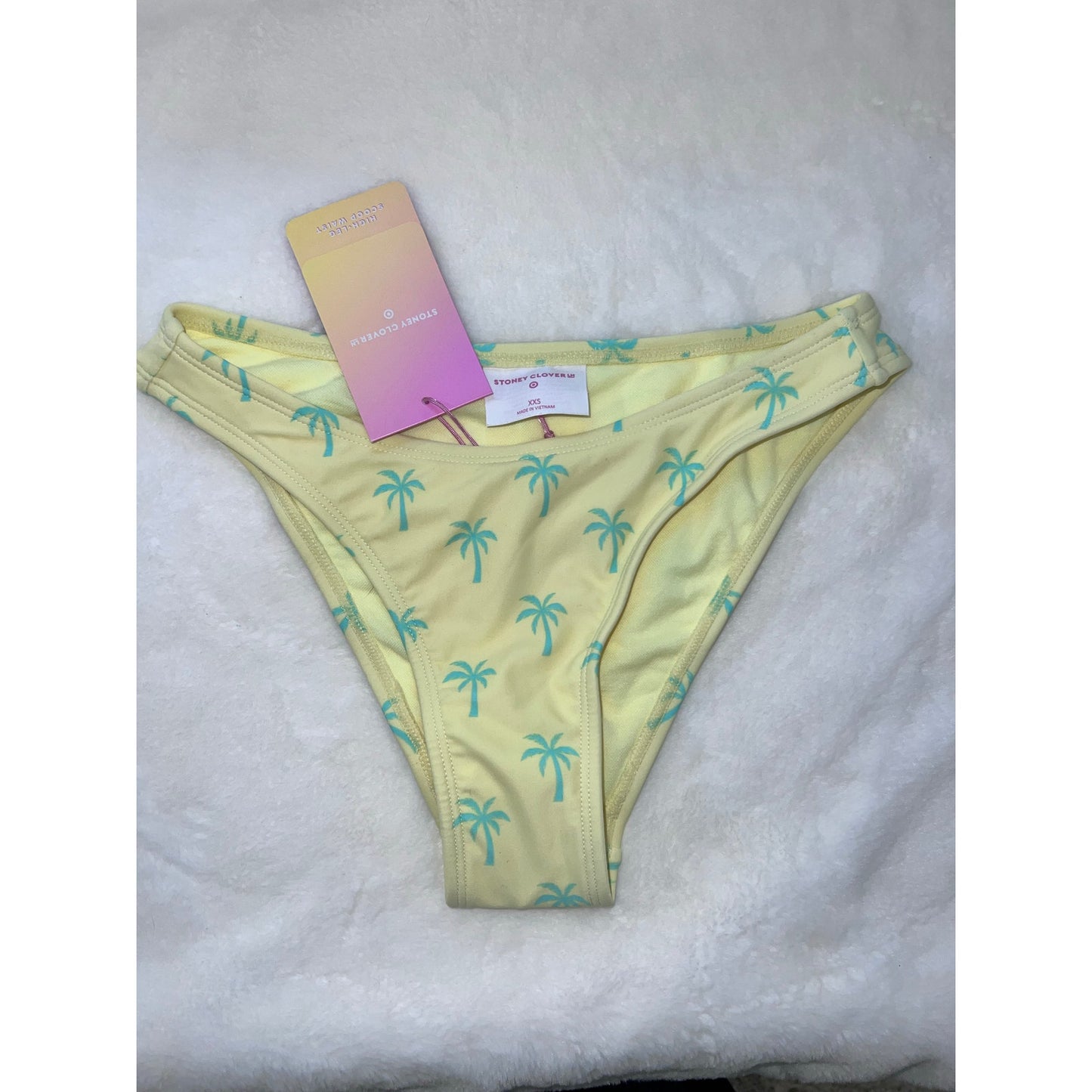 NWT Stoney Clover Lane x Target Palm Tree High-Leg Bikini Bottoms XXS Yellow