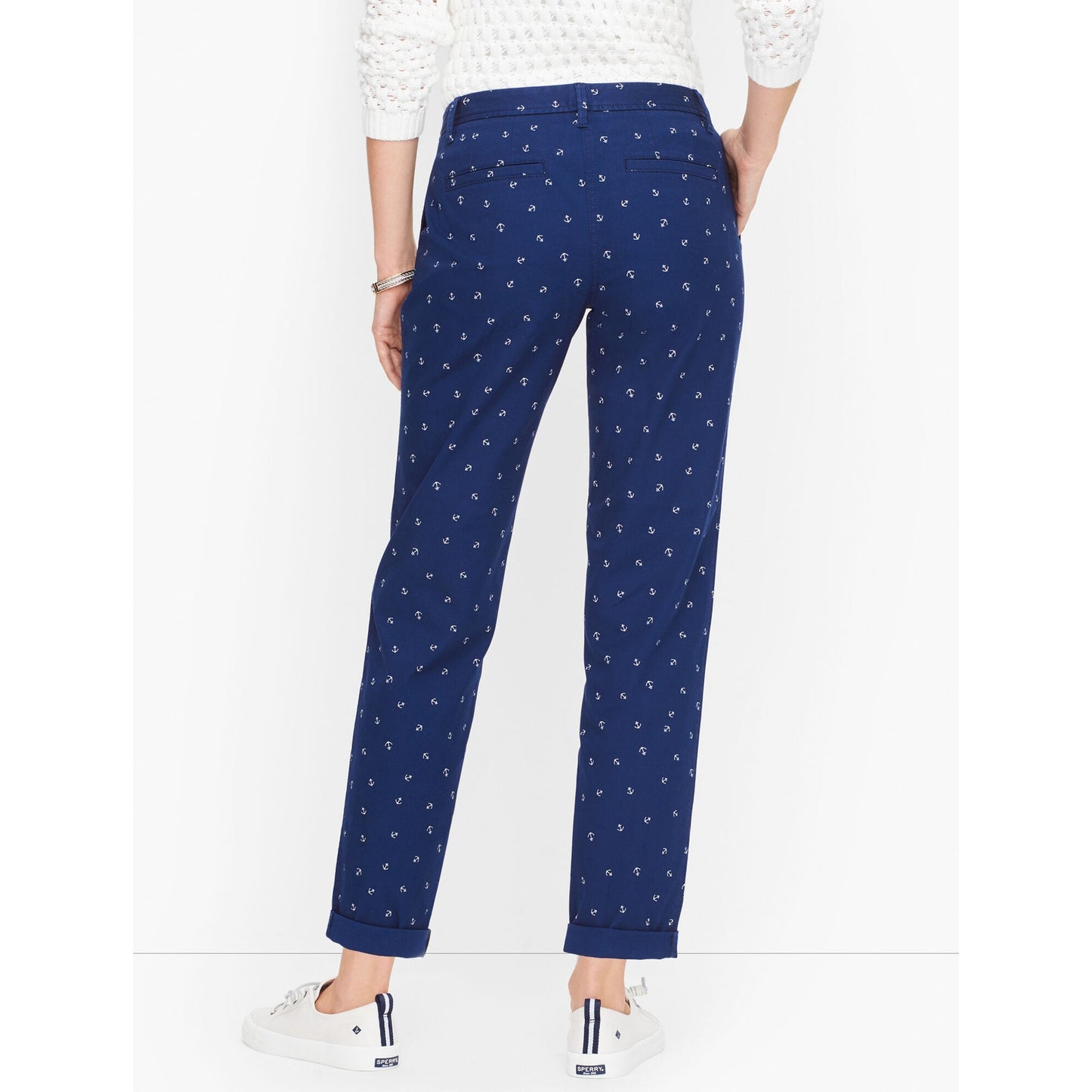 Talbots Women's Size 12 Blue Anchor Print Relaxed Chino Pants