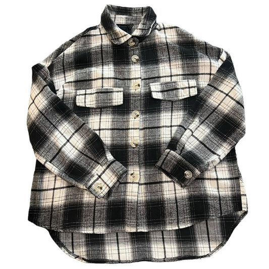 SHEIN Women's Large Button Front Black/White Plaid Shirt/Jacket Shacket