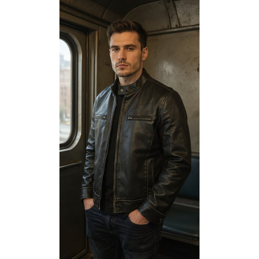 Black Rivet Men's Black Motorcycle Jacket Size Small Faux Leather Casual