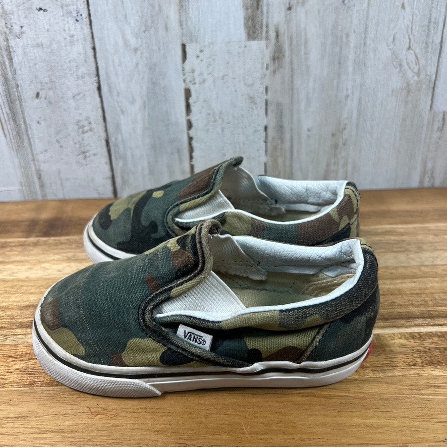 Vans Toddler Camo Slip-On Shoes Size 7.0 Multicolor Casual Kids