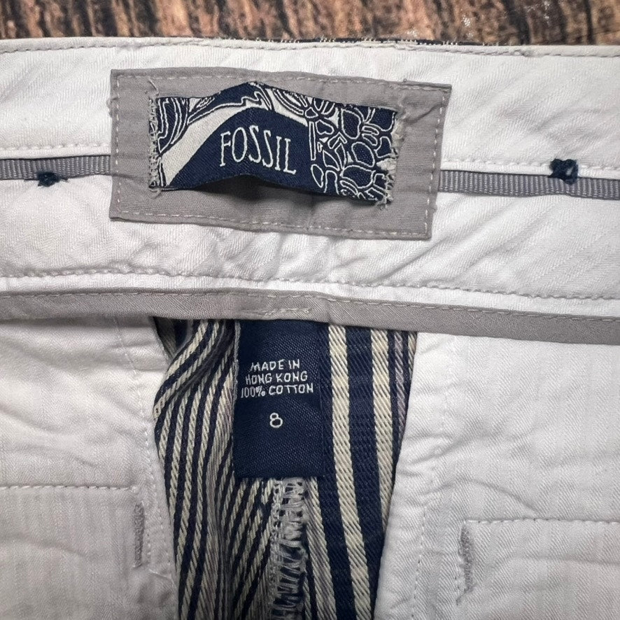Fossil Women's Plaid Bermuda Shorts Size 8 Gray Checkered Pattern