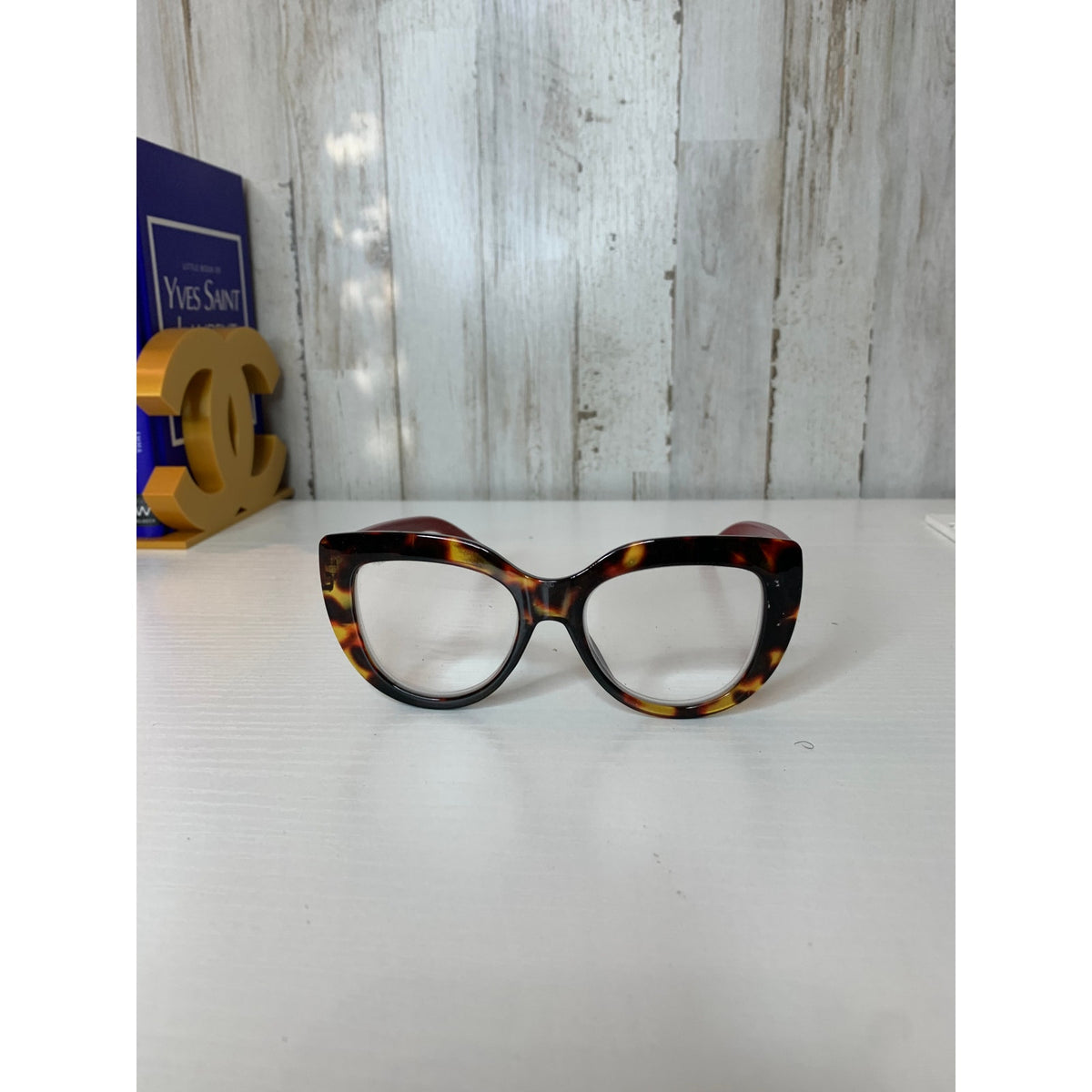 Nicole Miller New York Women's Prescription Cat Eye Reading Glasses +2.00 Tort Red
