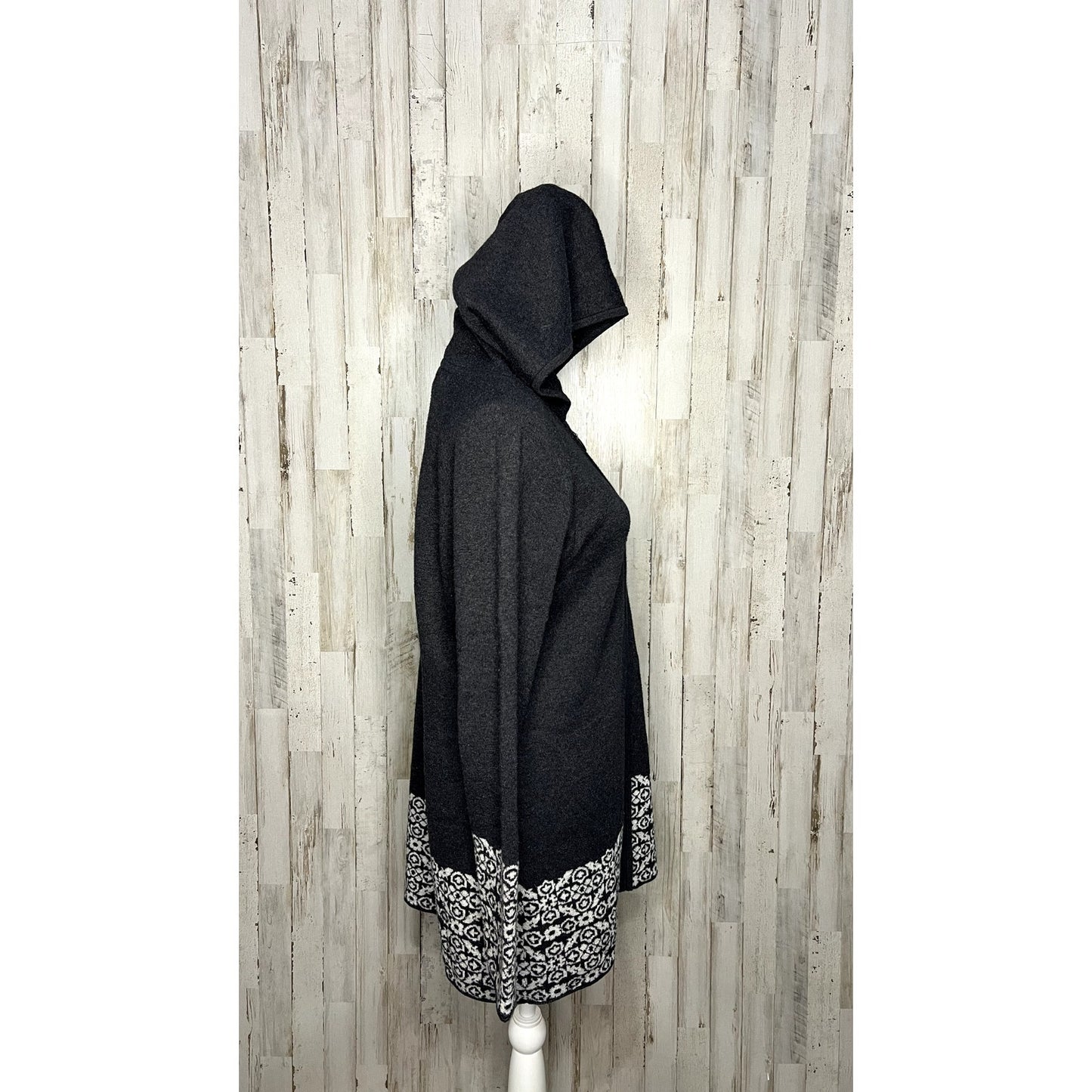 Cynthia Rowley Women's Medium Gray Hooded Full-Zip Cardigan Sweater