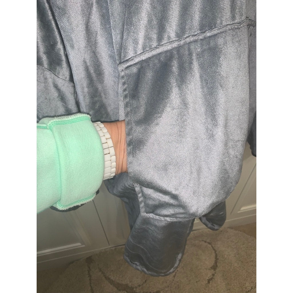 Unbranded Wearable Blanket Hoodie Unisex One Size Gray Sherpa Robe