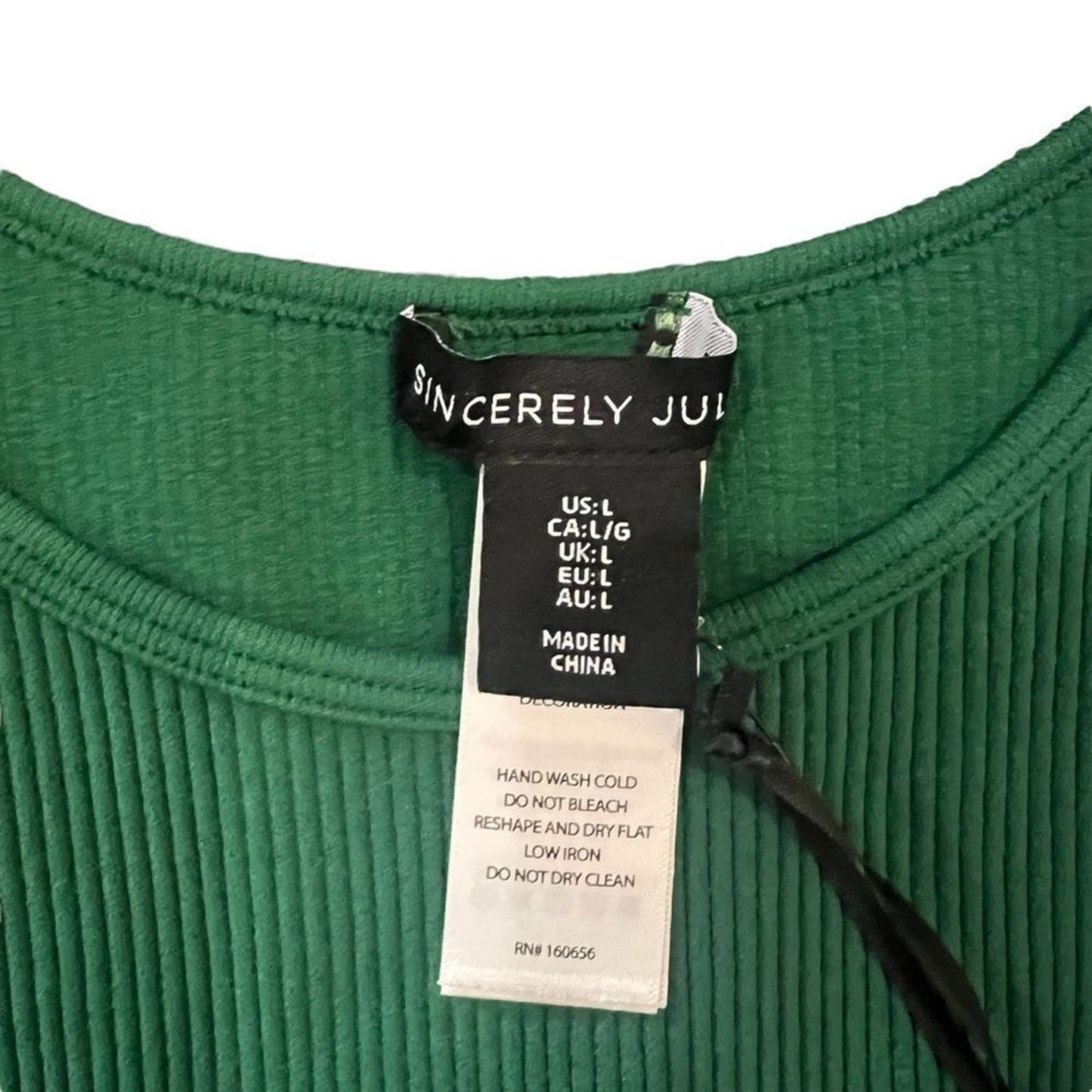 NWT Sincerely Jules Tank Top Womens L Green Cropped Rhinestone Fringe Hem