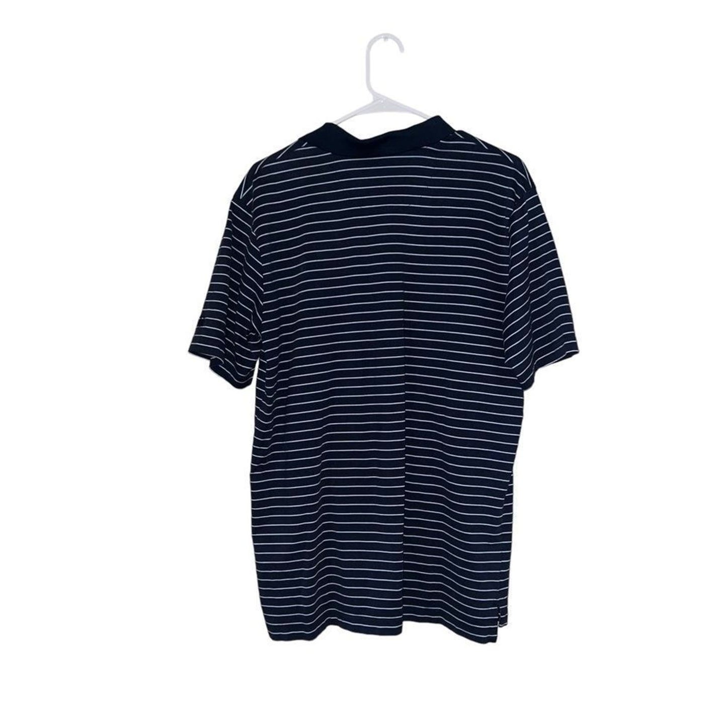 Ben Hagen Men's Size Large Navy Blue Striped Polo