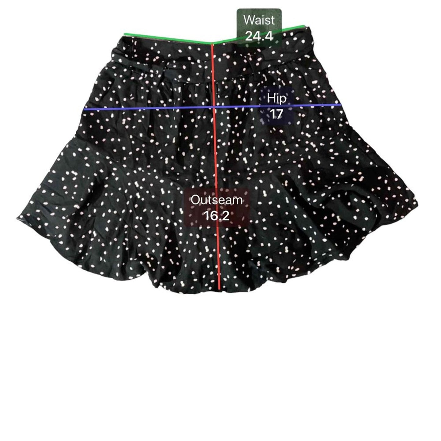 NWT Urban Romantics Black/White Polka Dots Tie-Waist Ruffled Skirt Size Large