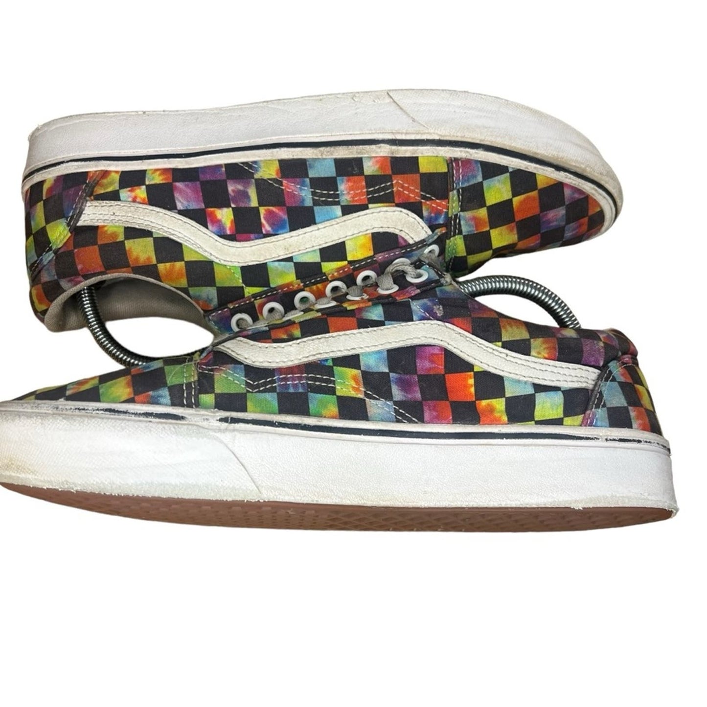 Vans Comfycush Old Skool 'Tie‑Dye Checker' Checkerboard Sneakers Men's Size 10