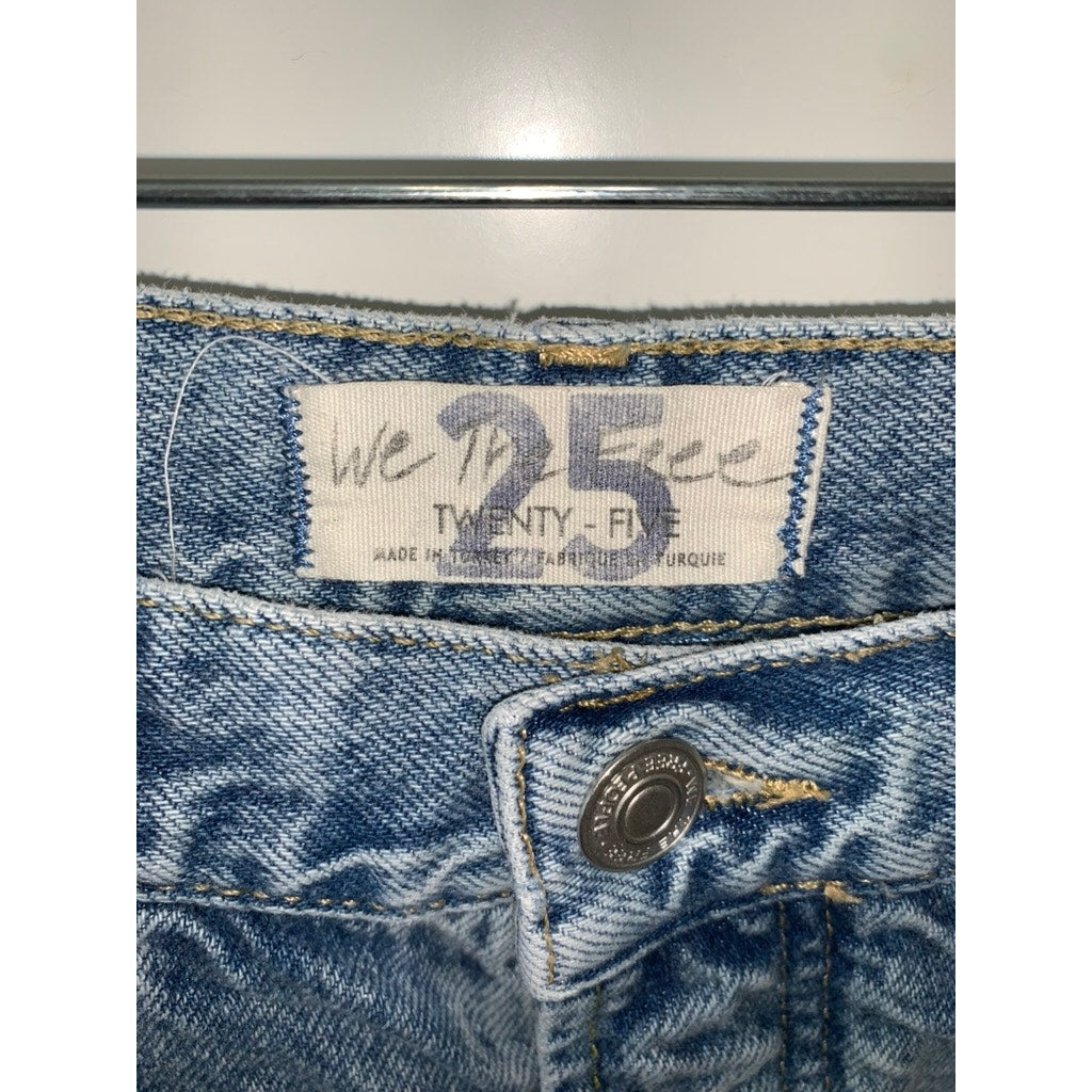 We The Free Women's Distressed Straight Leg Jeans Size 25 Blue Denim