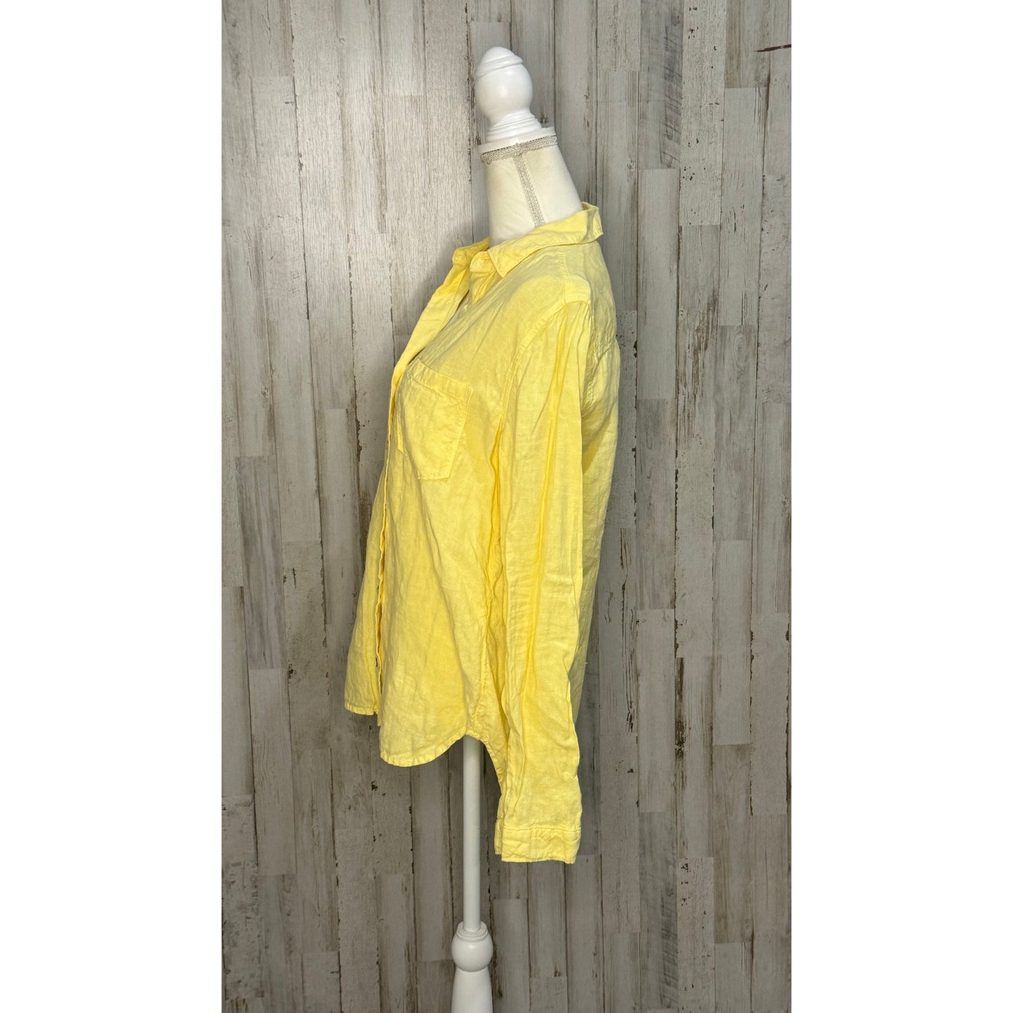 Cloth & Stone Women's Yellow Linen Button-Up Shirt Size Small