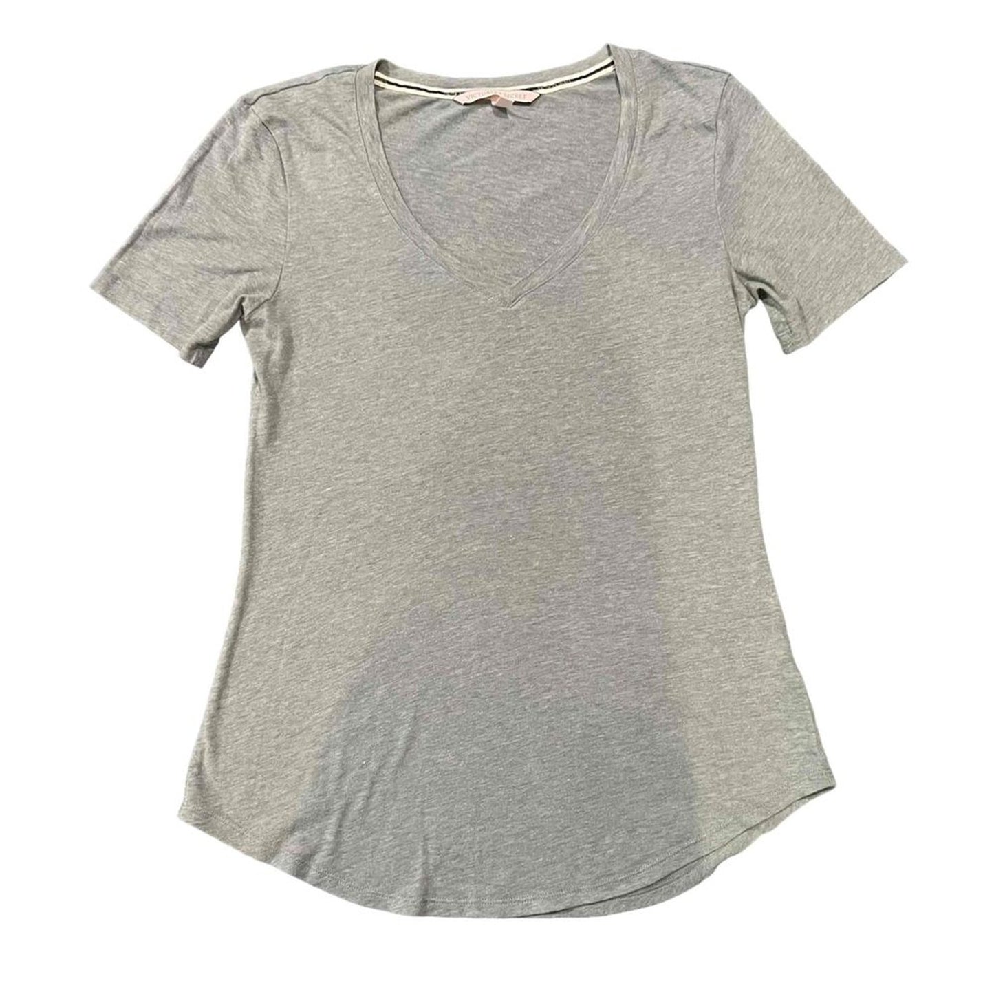 Victoria's Secret T-Shirt Womens Size Small Gray Heather V-Neck Short Sleeve