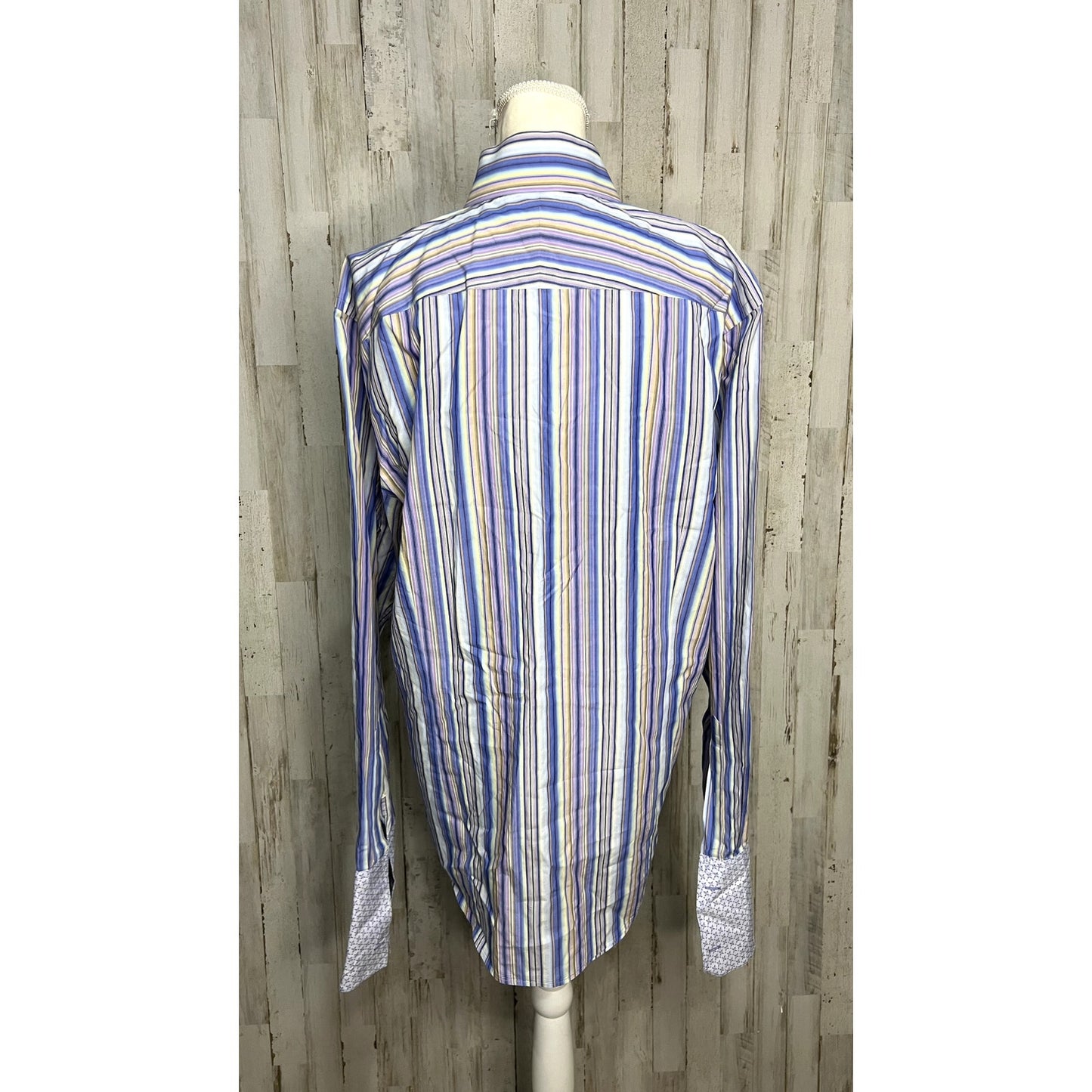 Banana Republic Men's Size Large 16-16.5 Multicolored Striped Button-Down Shirt