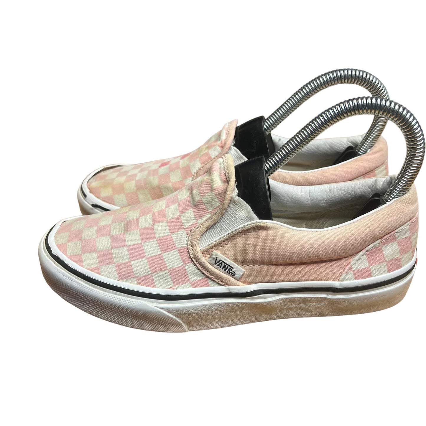 Vans Authentic Pink/White Checkboard Slip-On Shoes - Juniors 4 / Women's 5.5