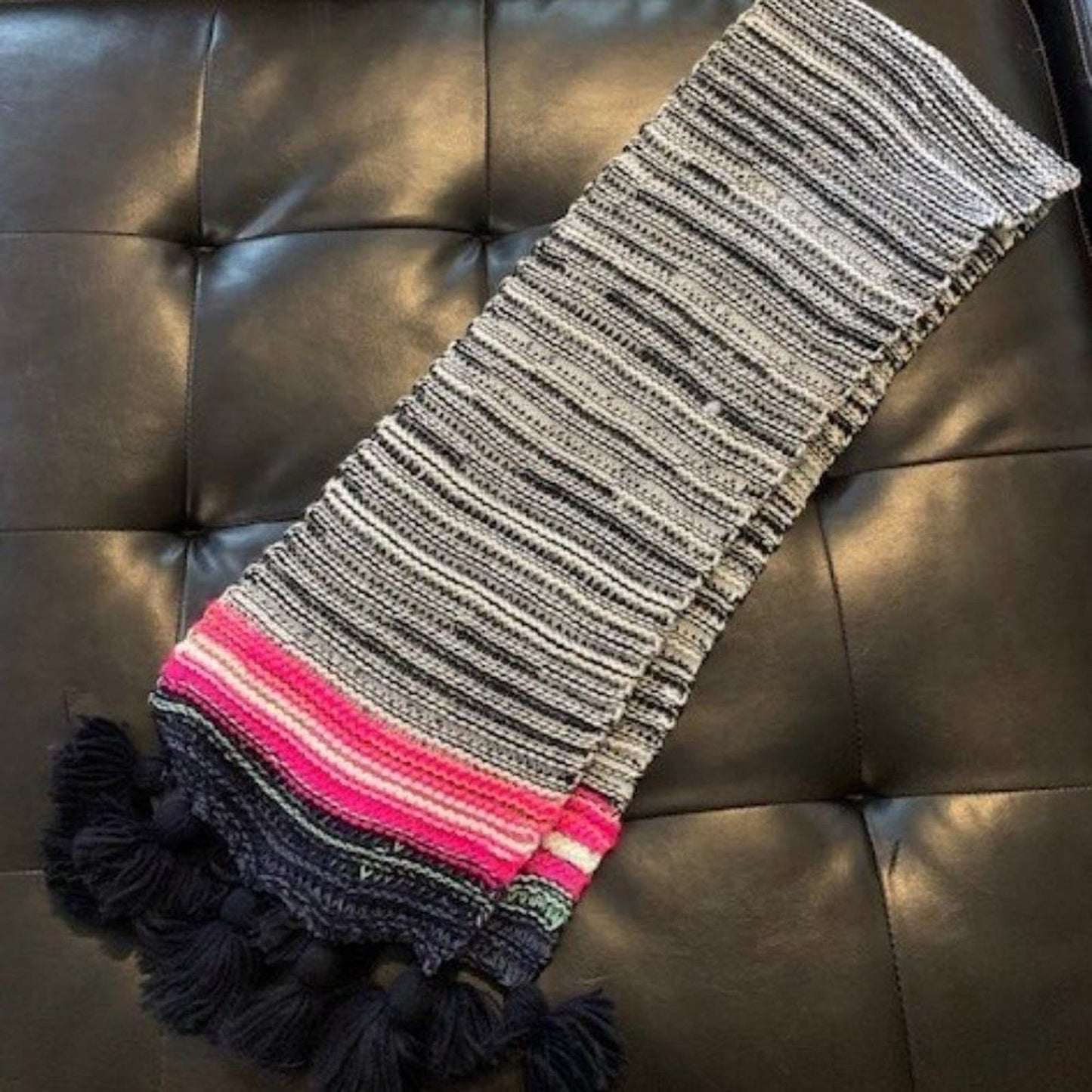 Maurices' navy/pink fringe knit scarf NWT