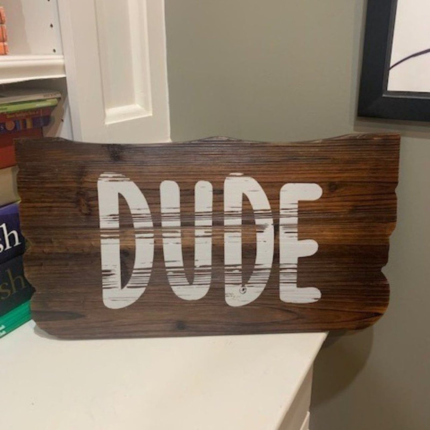 "Dude" wood plank wall sign/decor