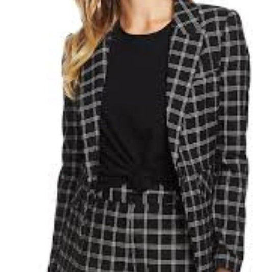 1. State Black & White Windowpane Check Plaid Blazer Size 6