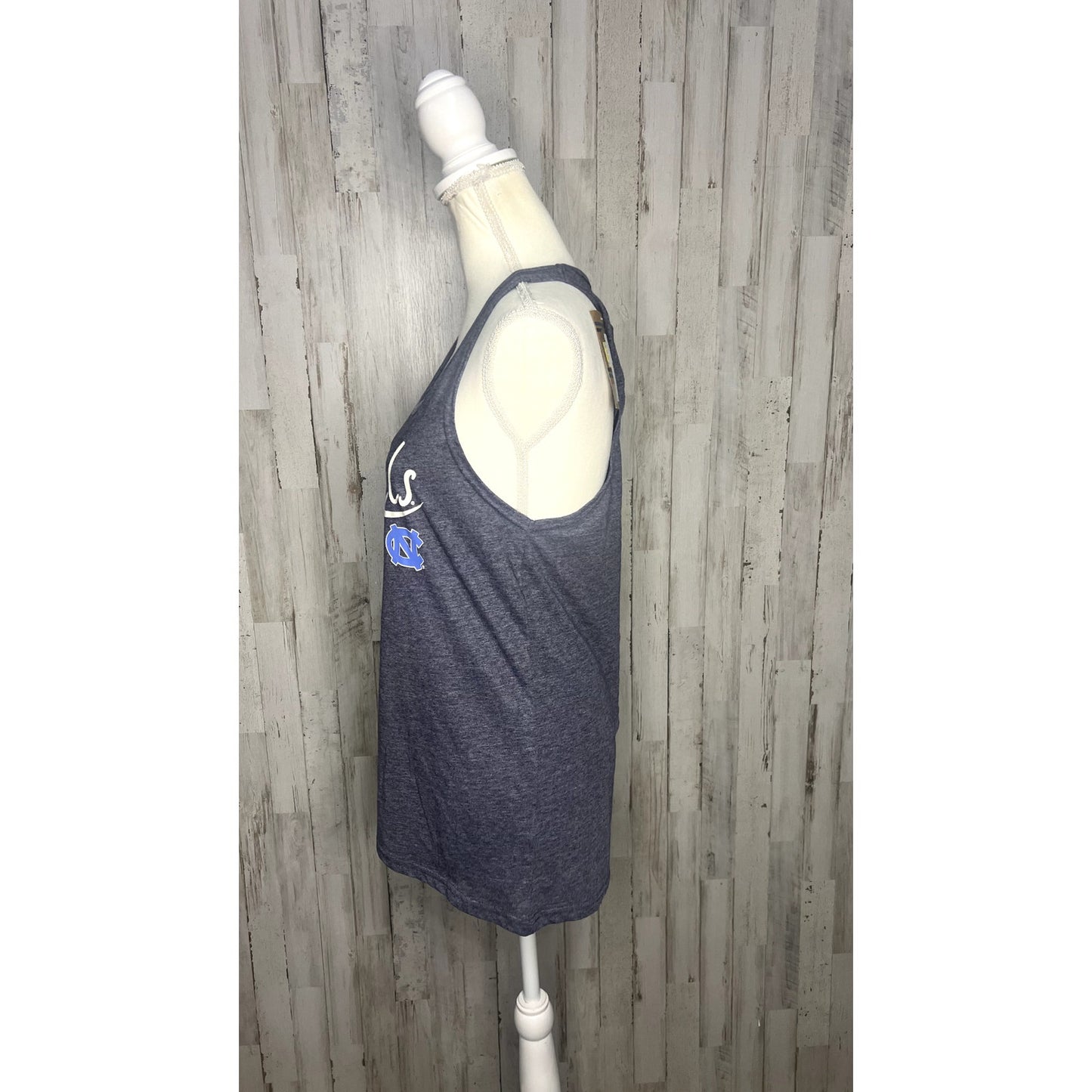 NWT North Carolina Tar Heels Women's Heather Navy Open Back Scoop Neck Tank Top