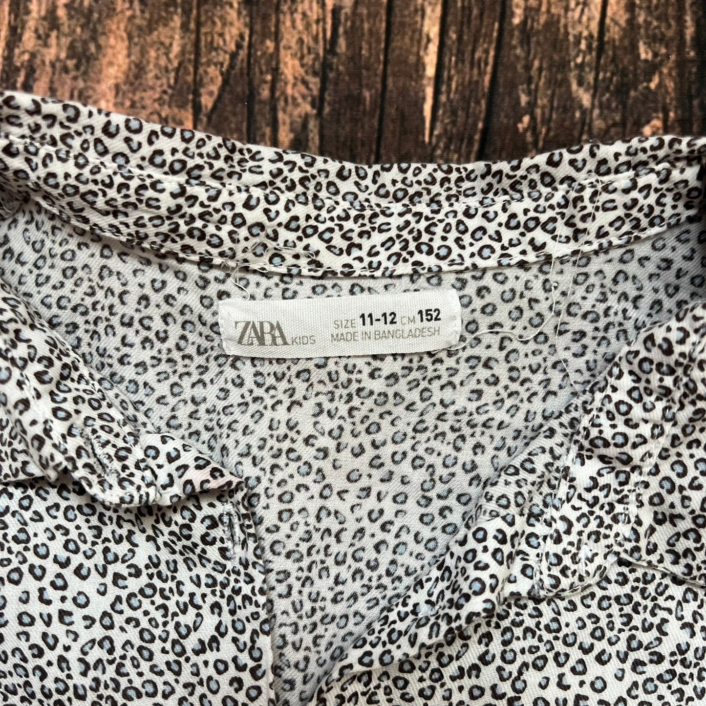 Zara Kids Leopard Print Long Sleeve Button-Up Shirt Size 12 Casual