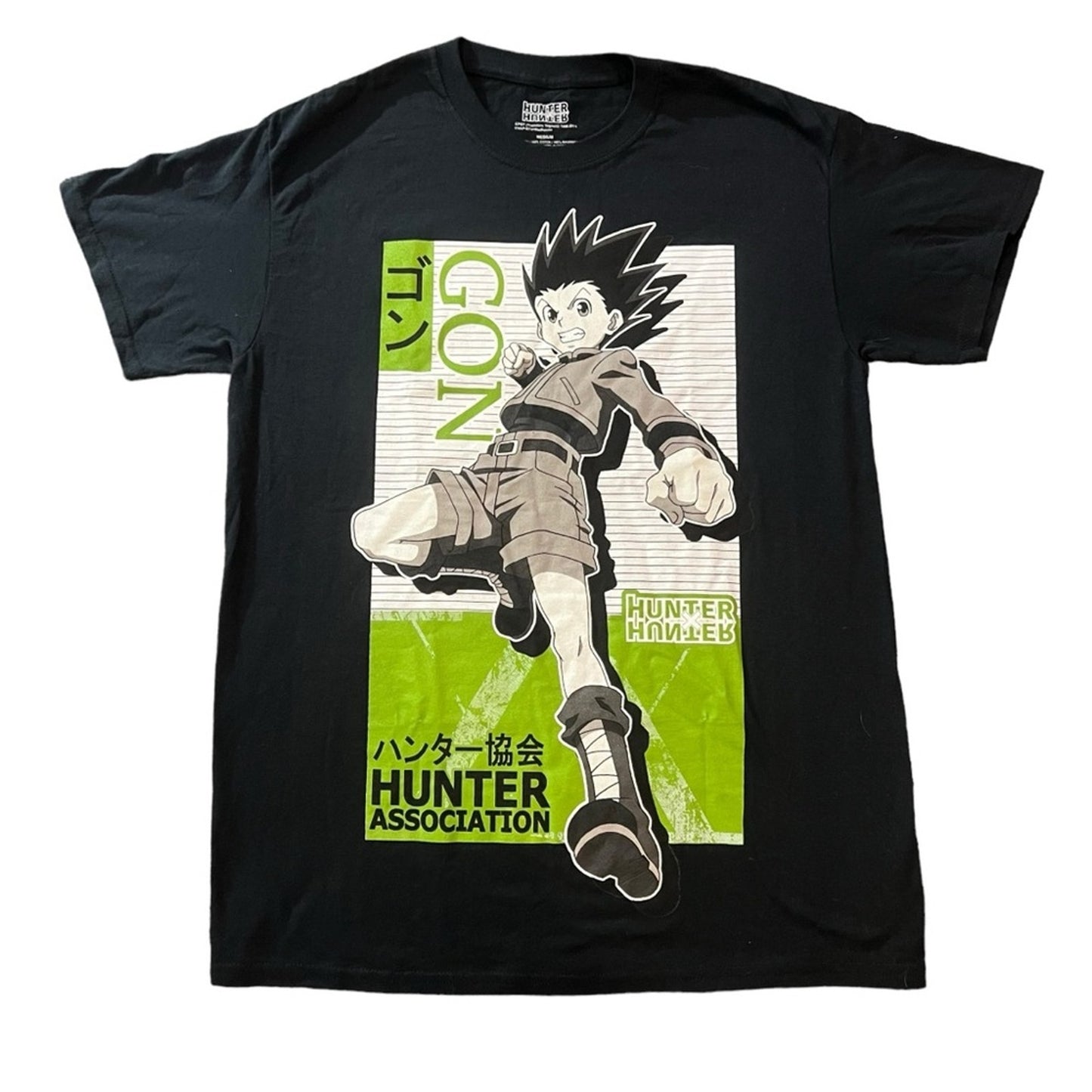 Hunter x Hunter T-Shirt Mens Size Medium Black Green Gon Freecss Graphic Print