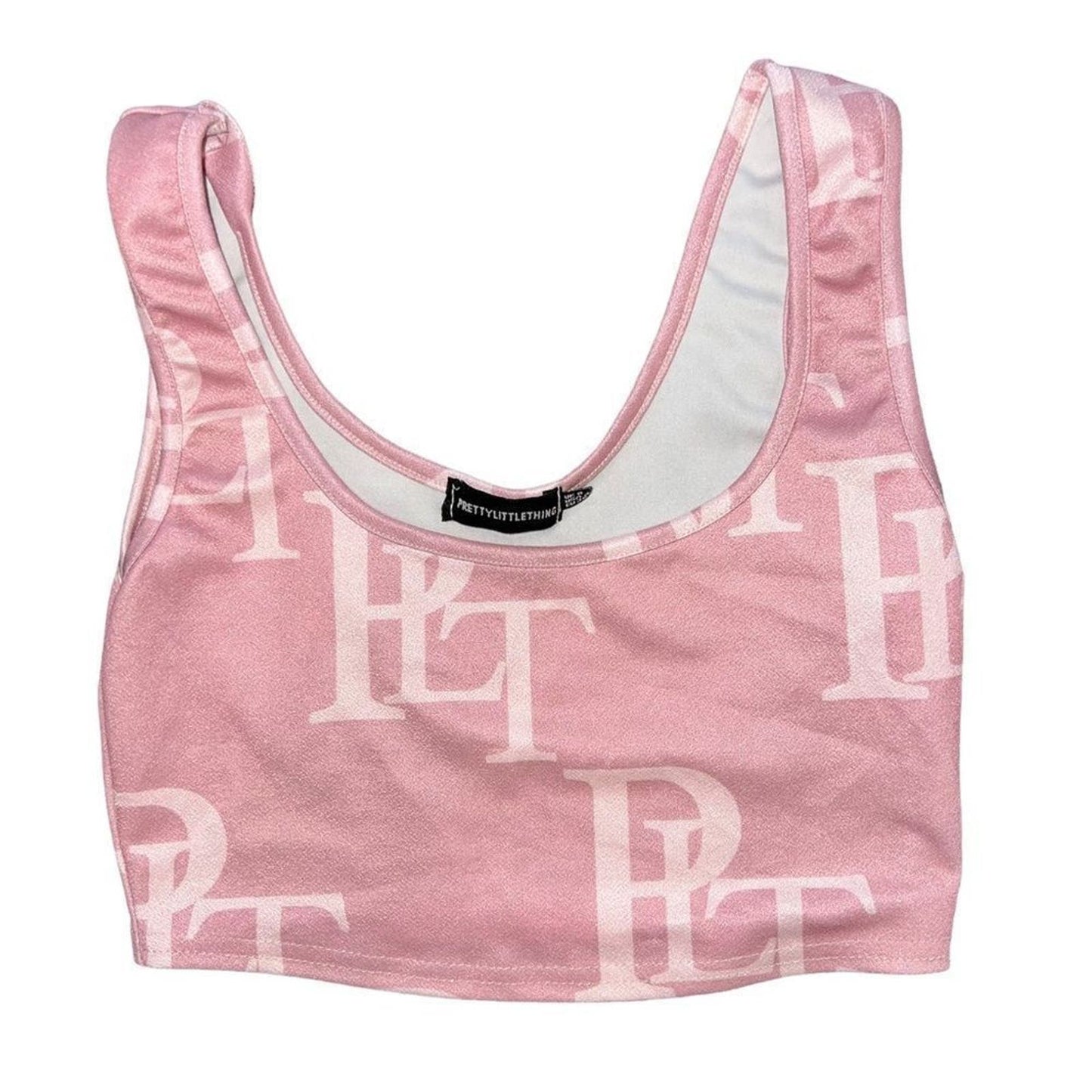 Pretty Little Thing | Pink Monogram Cropped Top Size 4