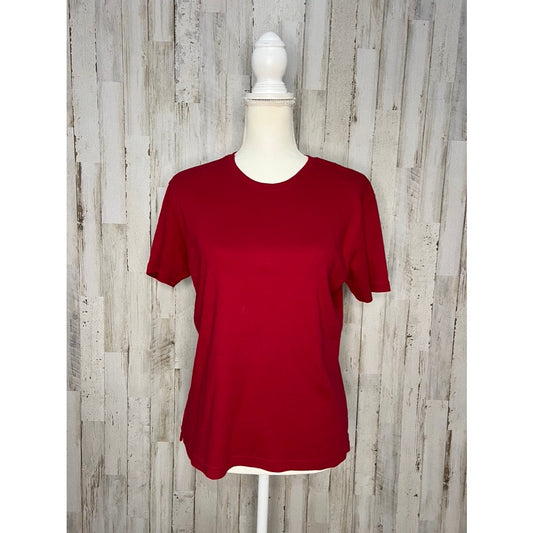 Talbots Petite Women's Small Red Crew Neck Short Sleeve T-Shirt Casual