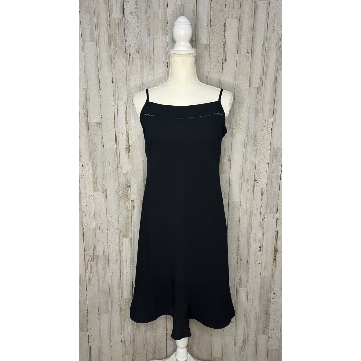 Ann Taylor LOFT Petite Black Spaghetti Strap Midi Dress 4P Formal