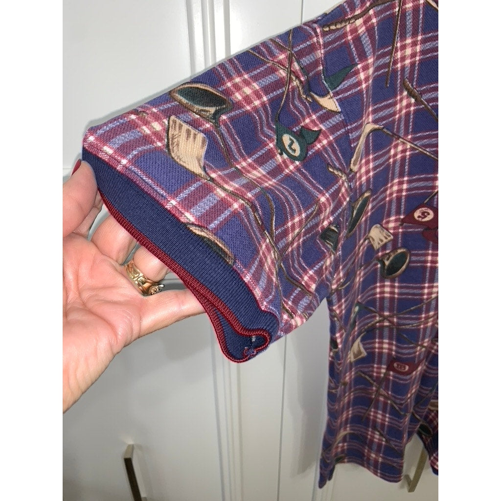 Duck Head Vintage Plaid Polo Shirt Men's Size Large Collared Golf Casual
